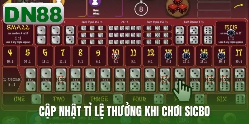 Cập nhật tỉ lệ thưởng khi chơi sicbo